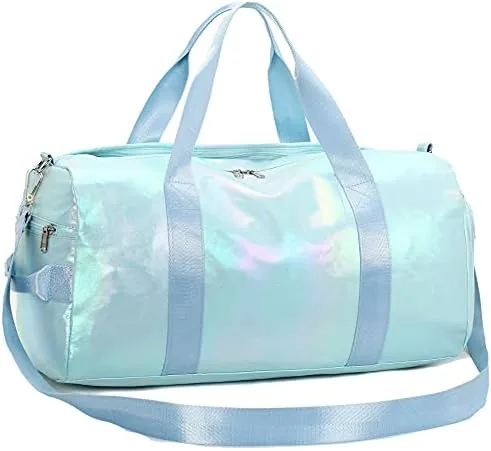gym bag sports duffle bag with wet pocket weekender overnight bag with waterproof shoe compartment for girls kids women travel dance yoga workout bag green