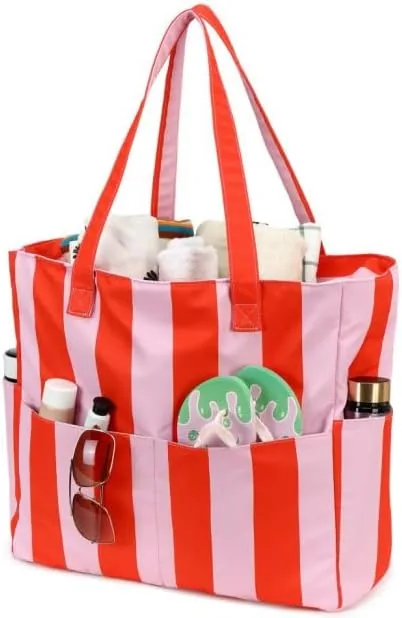 ledaou beach bag waterproof sandproof women beach tote pool bag with zipper for gym grocery travel with wet pocket