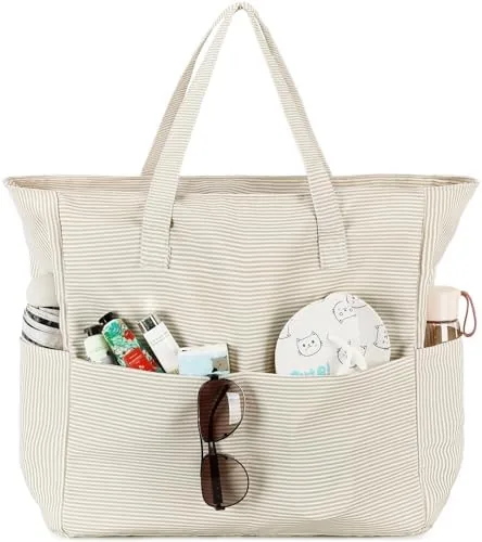 ledaou large beach bag women waterproof sandproof zipper beach tote pool bag for gym grocery travel with wet pocket